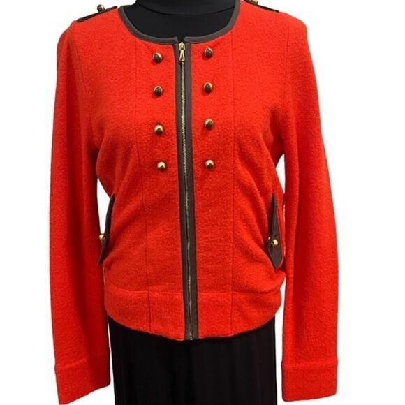 Leifsdottir Anthropologie colonel cardigan Red 100% wool sweater jacket small - Picture 3 of 12